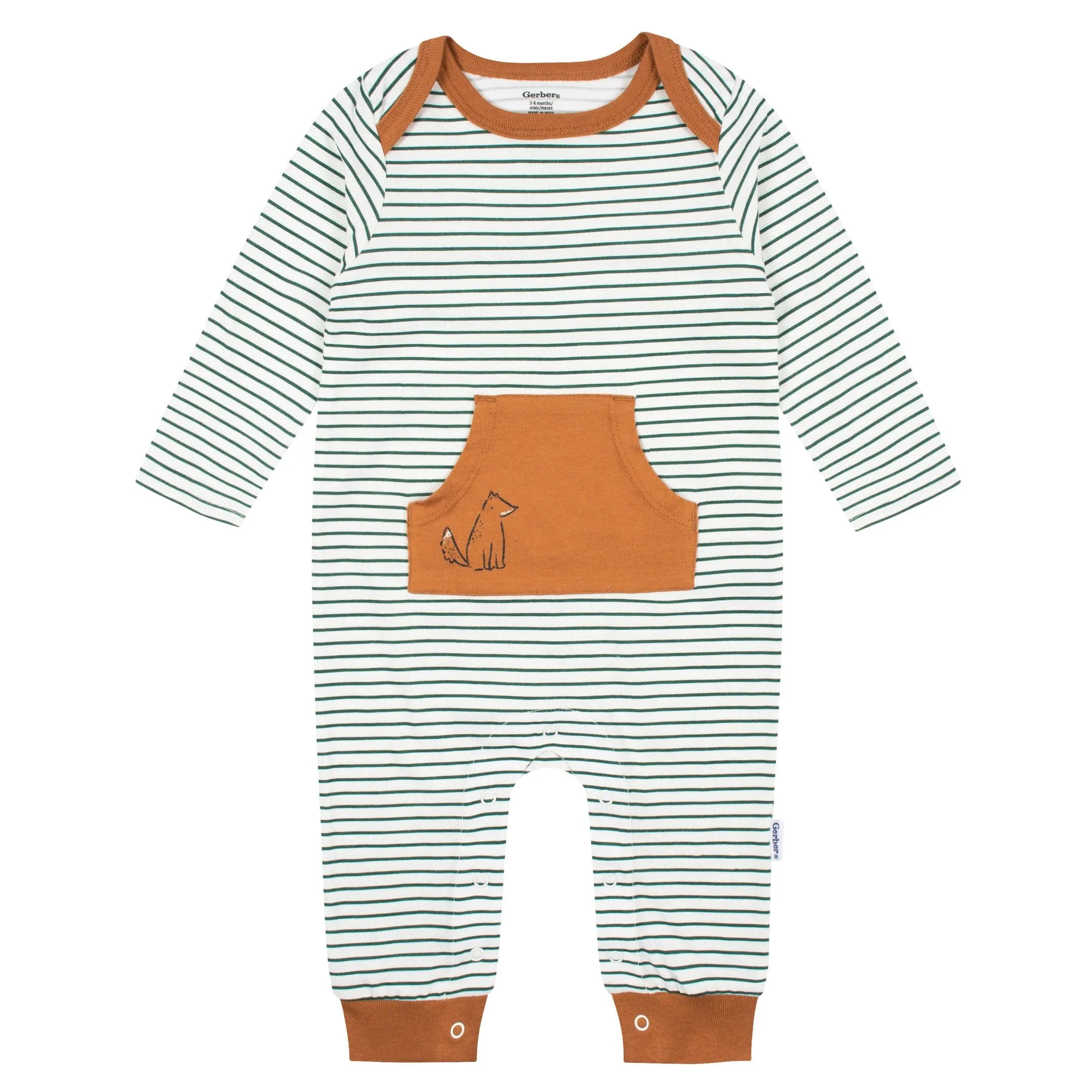 2-Pack Baby Boys Green Fox Rompers