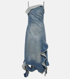 Acne Studios delouise ruffled denim midi dress, blue