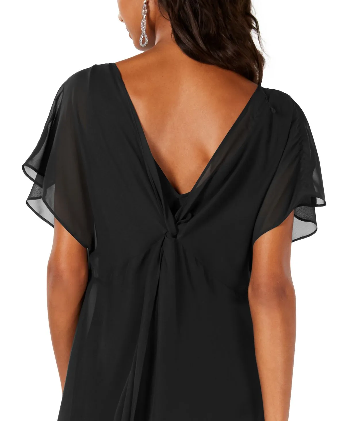 Adrianna Papell A-line dress with overlay chiffon, black