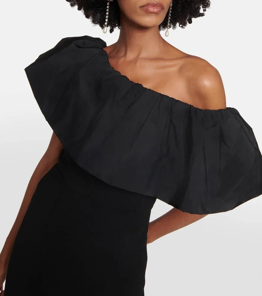 After Hours one shoulder crepe midi dress REBECCA VALLANCE, black