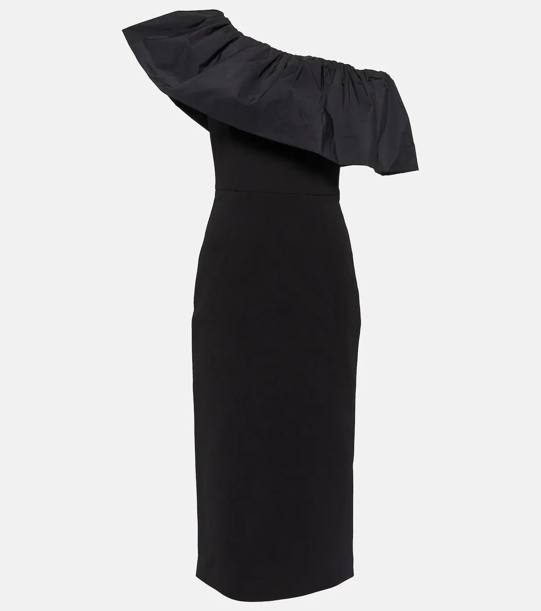 After Hours one shoulder crepe midi dress REBECCA VALLANCE, black