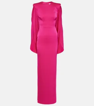 Alex Perry Satin Crepe Dress with Cape, Pink