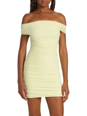 Alexander Wang Off Shoulder Bandage Mini Dress in Light Yellow