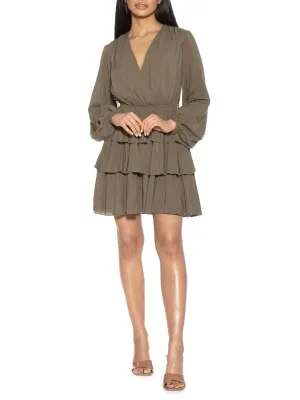 Alexia Admor Rosie Tiered Mini Dress with Ruffles, sage