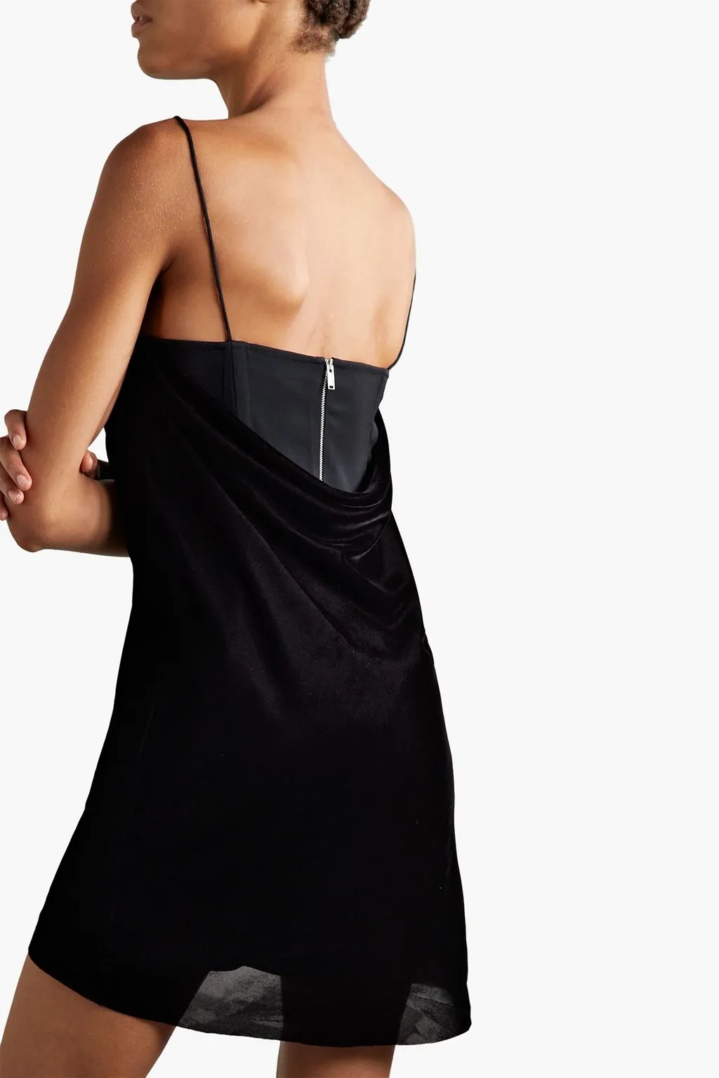 Architrave DION LEE layered velvet and tulle mini dress, black