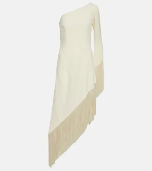 Aventador one-shoulder fringed midi dress TALLER MARMO, white