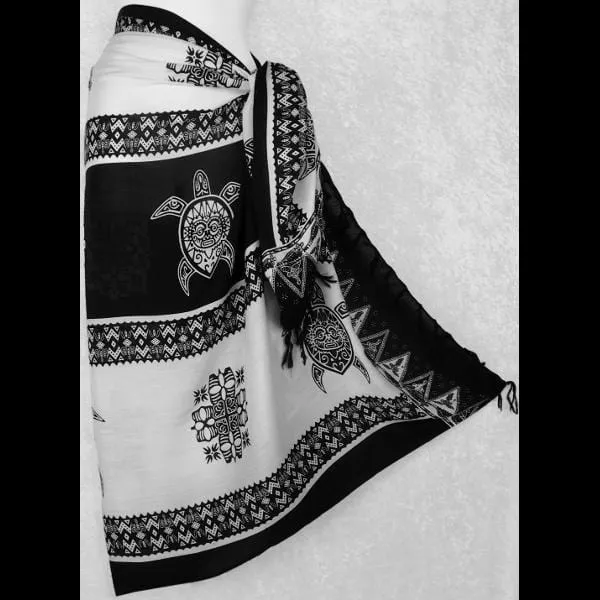 Black and White Tiki Turtle Sarongs