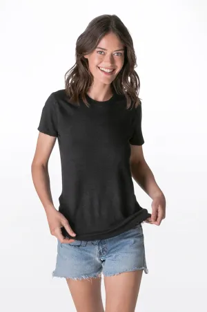 Black crew neck linen Tee