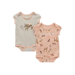 Carhartt Kid's Short Sleeve Farm Print 2 Set Tropical Peach Bodysuit