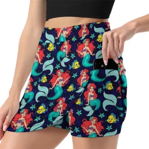 Disney Little Mermaid I Want To Be Where The People Are Athletic A-Line Skirt With Pocket