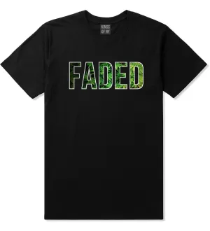 Faded Marijuana Weed Print T-Shirt