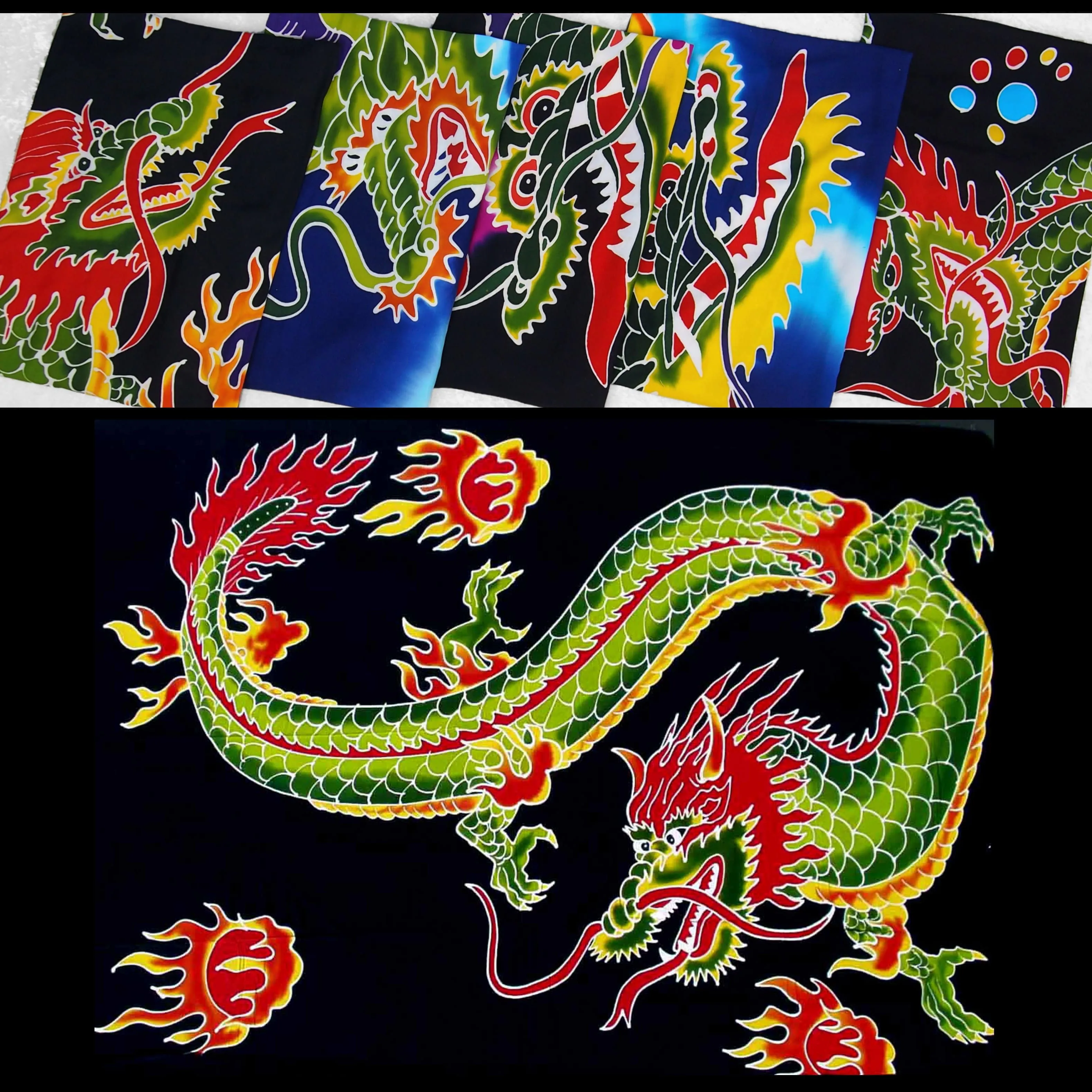 Hand-Painted Batik Dragon Sarongs