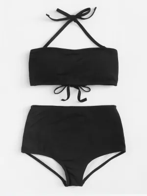 High Waist Halter Bikini Set