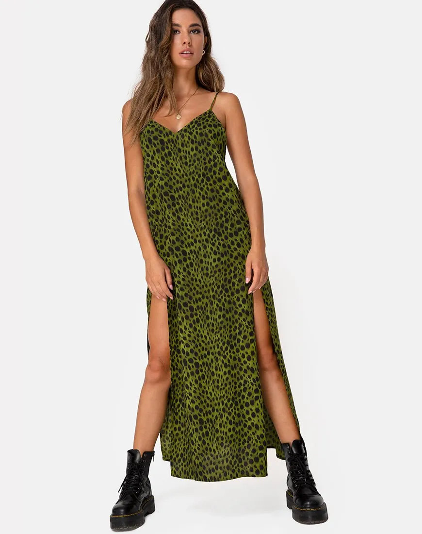 Hime Maxi Dress in Cheetah Khaki