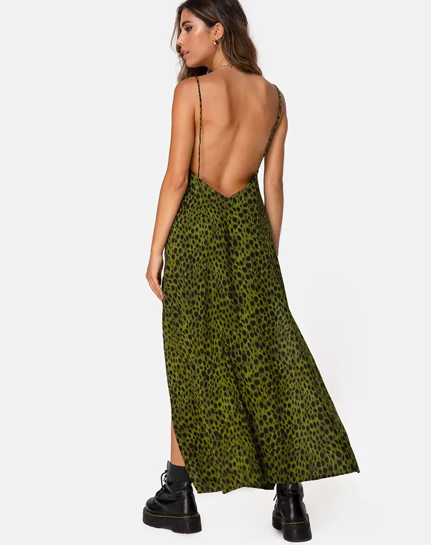 Hime Maxi Dress in Cheetah Khaki