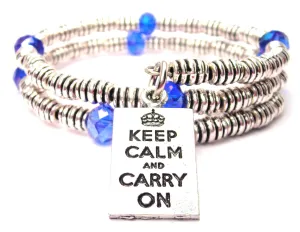 Keep Calm And Carry On Square Curly Coil Wrap Style Bangle Bracelet