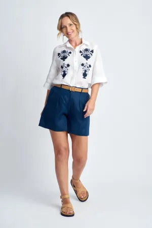 Linen Shorts Navy