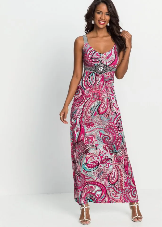 Maxi dress with Bodyflirt Boutique appliqués, pink