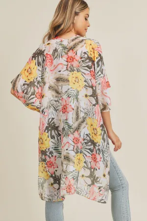 MS0219 Tropical Flamingo Summer Beach Kimono