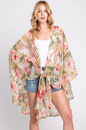 MS0366 Tropical Flower Leaves Kimono