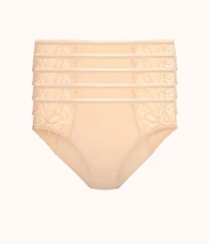 The Lace High Waist Bikini 5-Pack: Toasted Almond