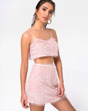 Weaver High Waist Skirt in Fringe Sugar Pink