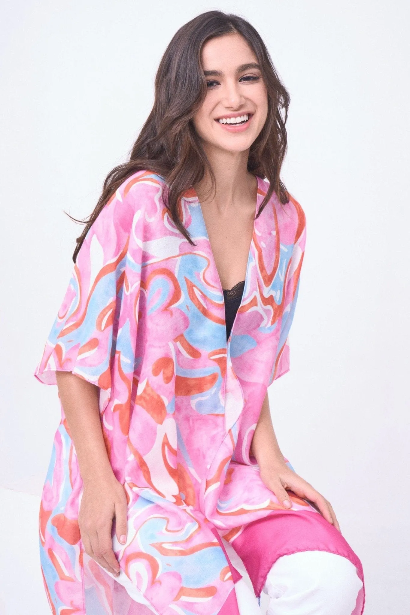 YLK310081 Sasha Swirl Print Kimono